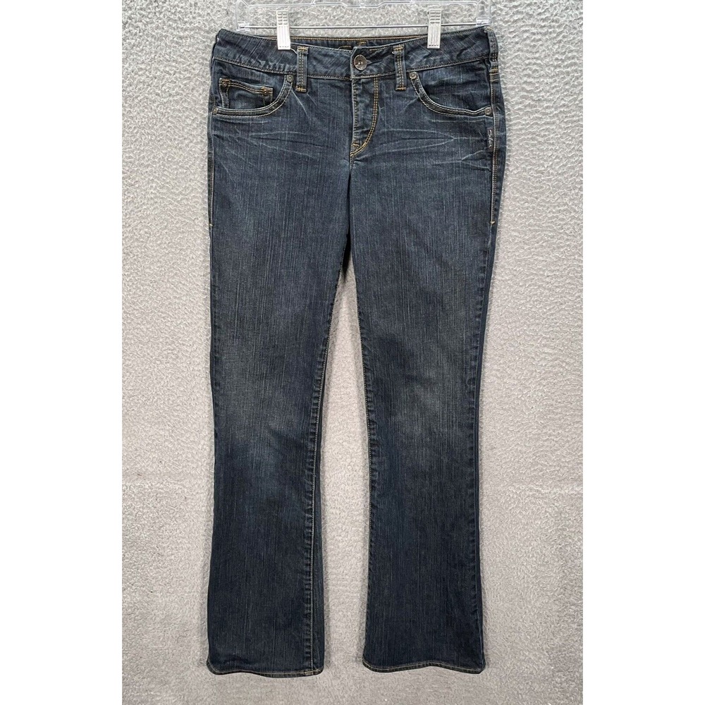 Silver Jeans Womens 28x33 Blue Aiko Bootcut Low Rise Distressed Rockabilly Biker